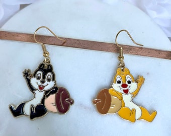 Disney Inspired Chip and Dale Earrings Dangly Earrings for Disney Lovers