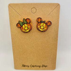 Boucles d&#39;oreilles Jack-O-Lantern inspirées de Disney Mickey et Minnie pour elle Boucles d&#39;oreilles d&#39;Halloween