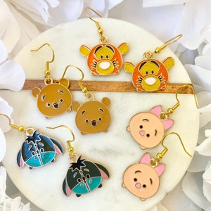 Disney Inspired Winnie the Pooh Character Dangly Earrings