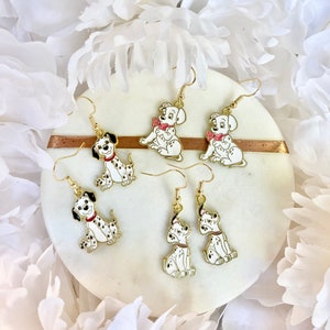 Disney Inspired 101 Dalmatians Earrings Hypoallergenic Dalmation Puppy Dangly Earrings for her