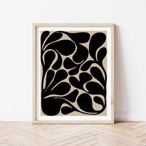 Organic Art Print | Floral Art | Printable Art | Digital Art | Plant Art | Black and White Art | Digital Art Download | Beige Art