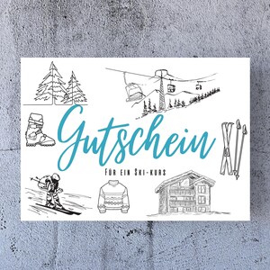 Gutschein Winter Ski Kurs  Geschenk digital Download