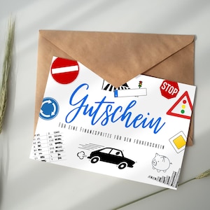 Voucher financiële injectie voor het rijbewijs auto cadeau digitale download