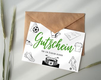 Gift voucher for a football match, stadium visit, gift for sports-loving men, digital download