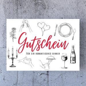 Gutschein romantisches Dinner Abendessen Date Night  Geschenk digital Download