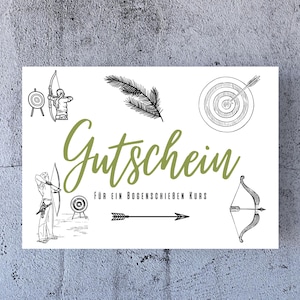 Gutschein Bogen schießen Abenteuer Geschenk digital Download