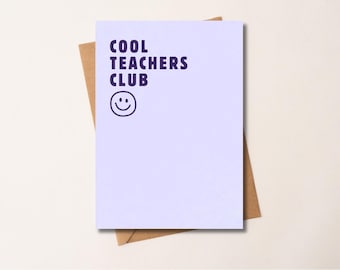 Carte postale cadeau | Carte de remerciement pour un professeur | Club des professeurs sympas | Au revoir | Carte postale cadeau à télécharger (format numérique)