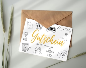 Gutschein Spieleabend Geschenk digital Download