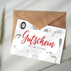 Voucher car refueling fuel voucher gift digital download