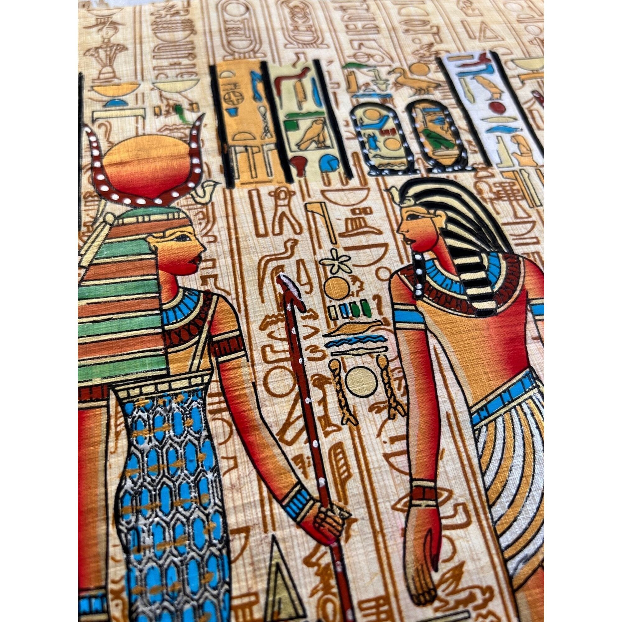 ツタンカーメンとホルス神のパピルス – 古代エジプトの壁掛けアート
