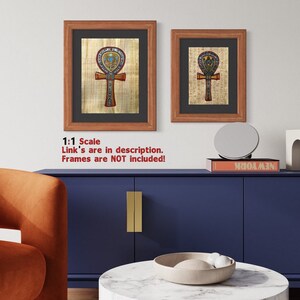 ANKH Egyptian Symbol of Life on Papyrus Painting - Key of Life Authentic Wall Art - Ancient Egypt Decor