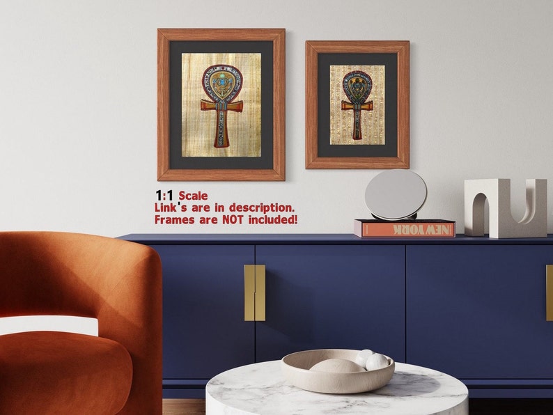 ANKH Egyptian Symbol of Life on Papyrus Painting - Key of Life Authentic Wall Art - Ancient Egypt Decor