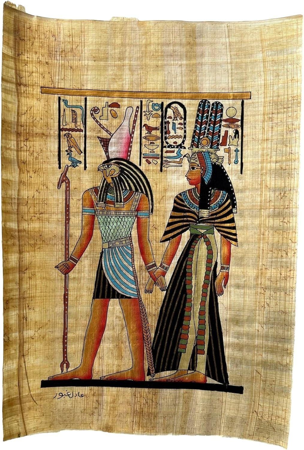 ホルスとネフェルタリ王妃 - エジプトの神々と女神を描いた希少