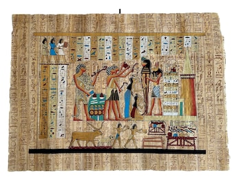 Öffnung der Mundzeremonie Papyrus Malerei, Totenbuch, Anubis, (24x17 Inches - 60 x 30 cm)