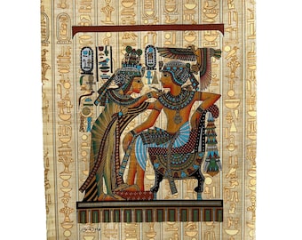 ツタンカーメン王とアンケスナムン王妃のパピルス画：古代エジプト美術