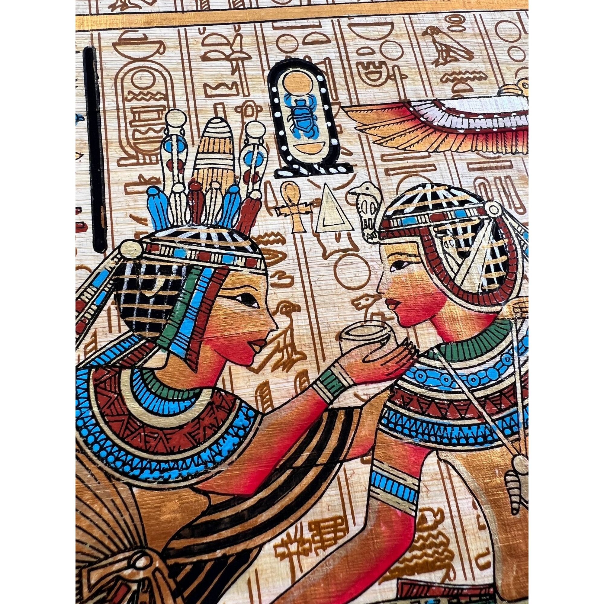 ツタンカーメン王とアンケセナメン王妃のパピルス画 – 古代エジプト