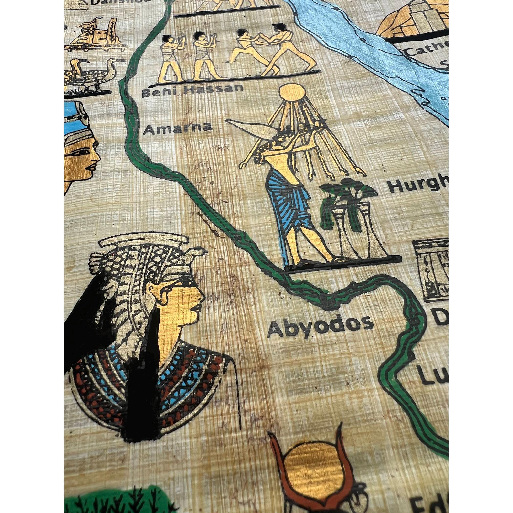 パピルスに手描きされた古代エジプト地図（13×17インチ） - Etsy 日本