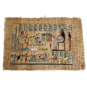 ホルスとネフェルタリのパピルス画、古代エジプトの墓の芸術（24x17