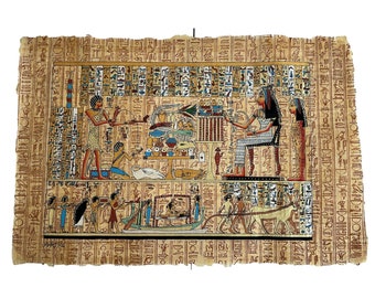 ホルスとネフェルタリのパピルス画、古代エジプトの墓の芸術（24x17