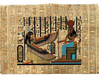 Maat - Déesse Isis • Papyrus vintage authentique peint à la main avec signature • Maat isis • Décor d'Egypte ancienne • Déesse papyrus d'Egypte