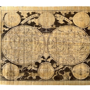 Planisphaerium Coeleste Sternzeichen Karte, Druck auf ägyptischen Papyrus • Geschenk für Astronomie-Liebhaber • Antike himmlische Karte • Vintage Look
