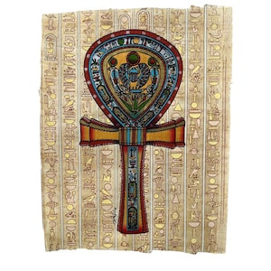 Ankh • Endless Life • Egyptian Crafts - Egyptian Art - Egyptian Papyrus Decor • Egyptian Hieroglyphs • Wall Art Papyrus 9x13 inch