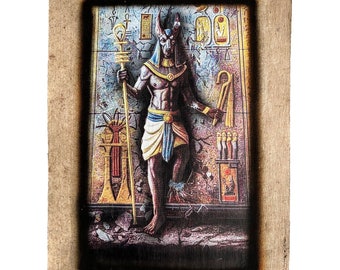 Anubis Wall Decor - Guardian of The Underworld Ancient Egyptian God of Death - Authentic Brown Papyrus
