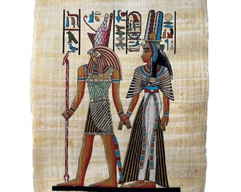 手作りのネフェルタリ女王とイシスのパピルス画、古代エジプト美術（14
