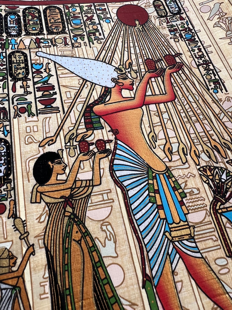 The Sacred Sun Ritual of King Akhenaten Papyrus Painting - Etsy