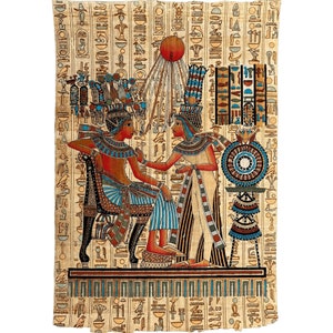 King of Egypt Tutankhamun and His Wife Queen of Egypt Ankhesenamun Painting on Tutankhamun’s Royal Seat Golden Throne - Art of Ancient Egypt