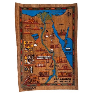 Illustrated Map of Ancient Egypt Treasures of Nile on Brown Papyrus ...