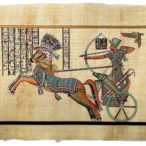 Ramses the Great and The Gold Of The Pharaohs • Battle of Dapur • Egyptian Decor • Egyptian Papyrus Art • Egypt Papyrus Painting 17x13 inch