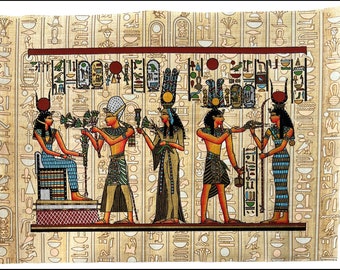 Hieroglyphs Papyrus • Pharaonic Papyrus Painting - Authentic Papyrus Art of Ancient Egypt - Handmade in Egypt Decor • Egypt Papyrus Art