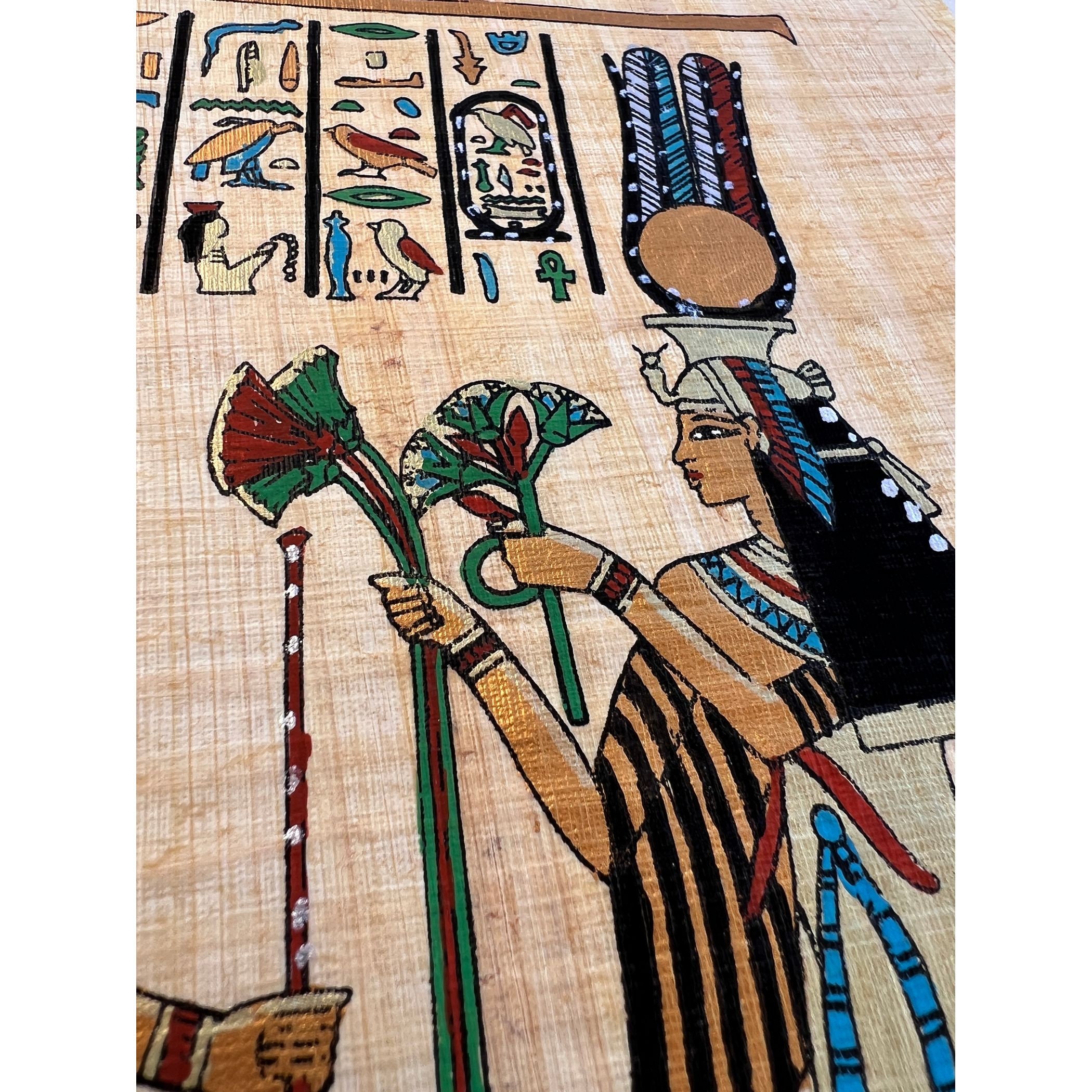 ネフェルタリ女王のパピルス画、古代エジプト装飾（9×13インチ - 20