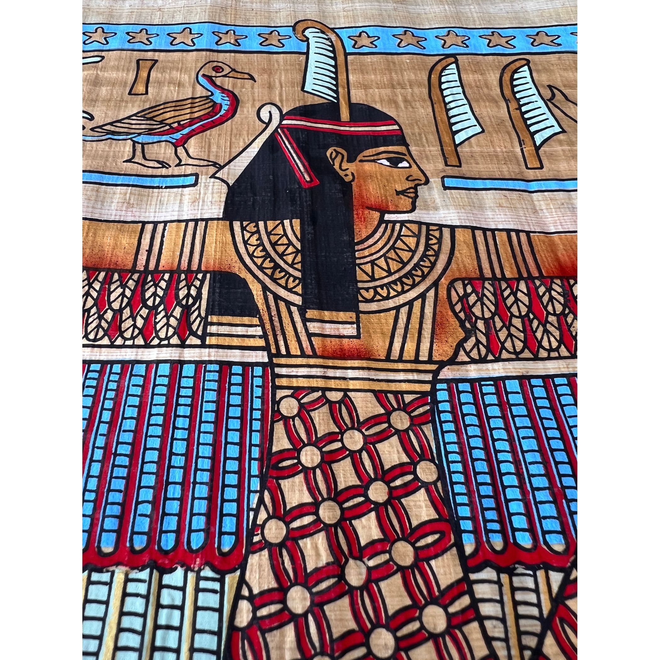 Winged Maat Egyptian Goddess Papyrus Painting, (36x16 Inches, 93x43 Cm ...