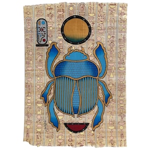 Scarab Good Luck • Egyptian Scarab Beetle - Kherpi God of the Rising Sun • Egypt Papyrus Painting • Papyrus Paper 13x9 inch