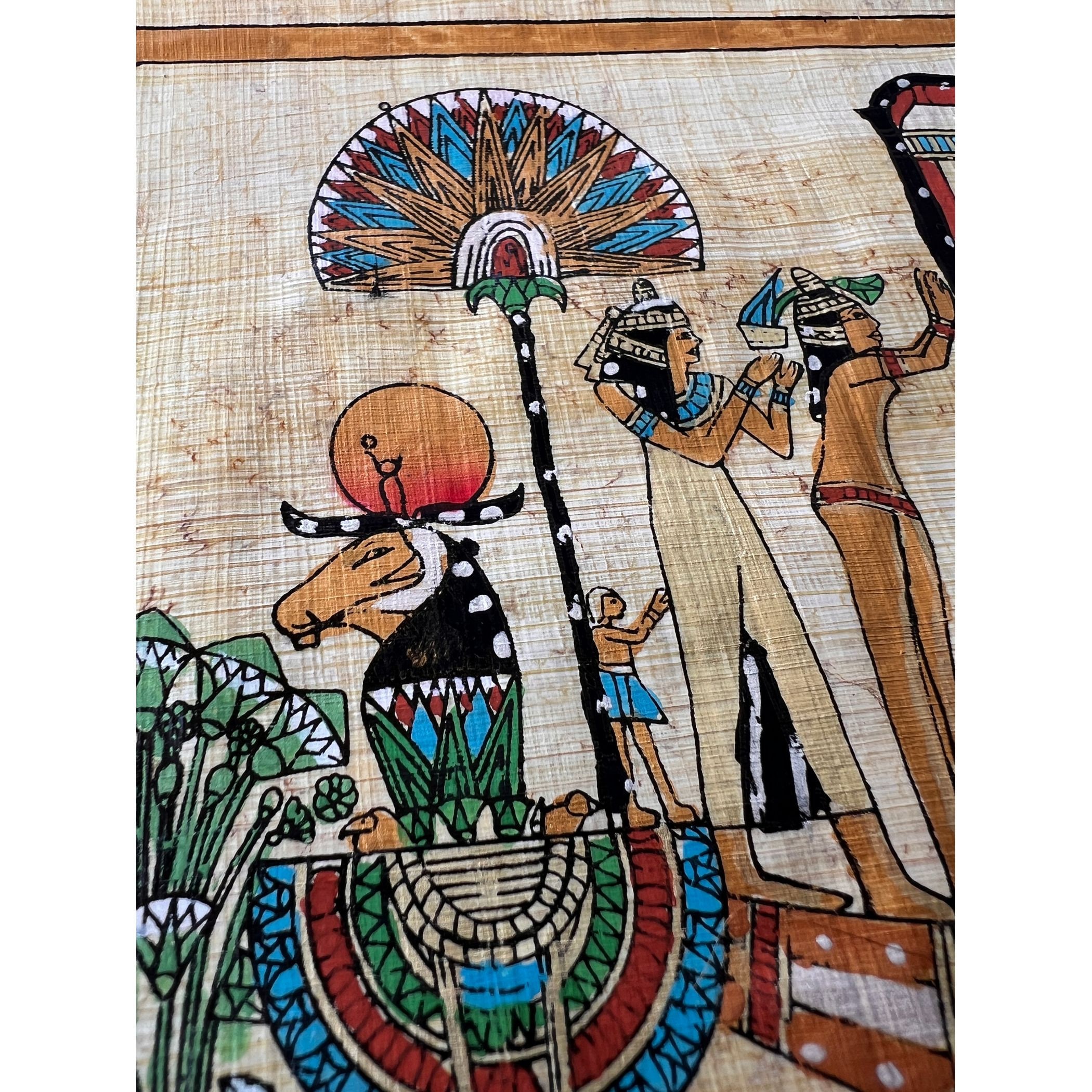 ハトシェプスト女王の太陽の船、エジプトのパピルス古代史壁飾り（13×9