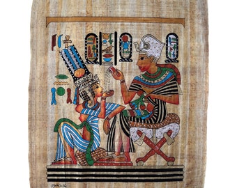 パピルスに描かれたヴィンテージのツタンカーメン王の絵画