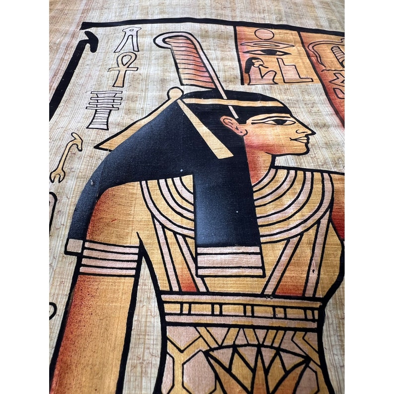 Handmade Papyrus Painting, Egyptian Goddess Maat Portrait, Large Wall ...