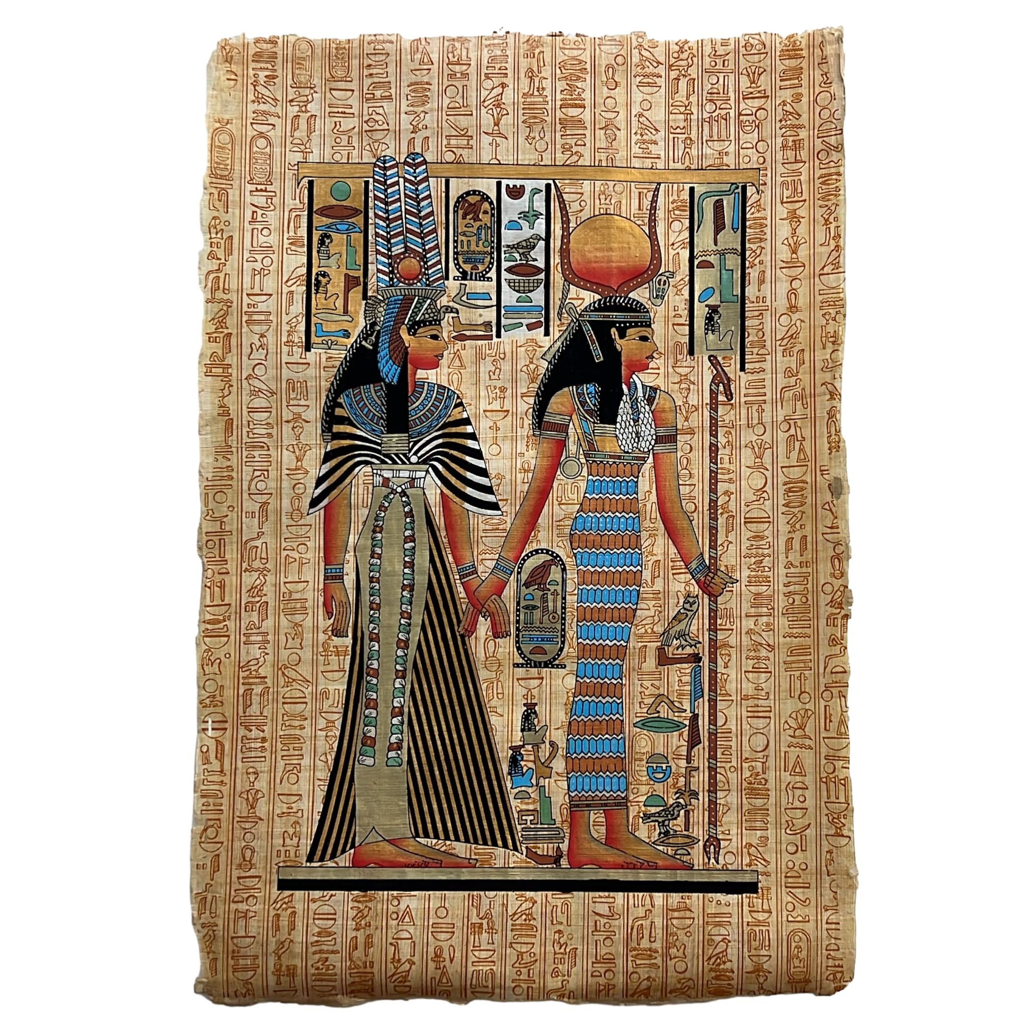 ネフェルタリ王妃とイシスのパピルス画、古代エジプト美術、エジプト製