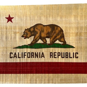 California FLAG on Egyptian Papyrus • State Flag Printing Authentic Papyrus • Gift for California Republic Lovers • Home & Office Decoration