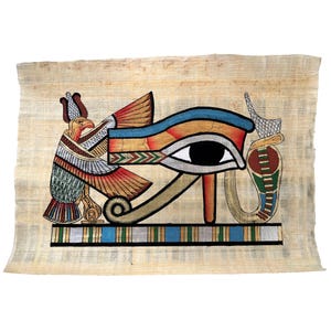 Egyptian Eye of Horus • Symbol of Well Being Restoration Protection • Authentic Original Hand Painted Painting Papyrus • 13x9 inch V3
