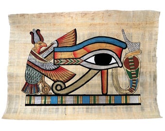 ヴィンテージ手描きパピルス - マアトとイシス、エジプトの女神アート