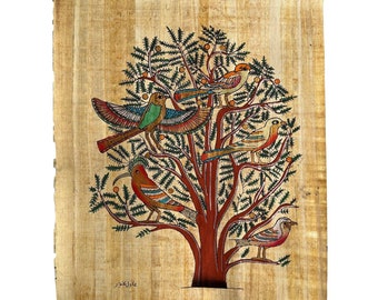 Tree of Life Ancient Egyptian Painting • Authentic Papyrus Art • Ancient Egypt Paper • Egypt Wall Decor • Papyrus Wall Art from Adel