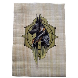 Anubis Sacred Geometry Wall Art Printing on Egyptian Papyrus • Authentic Papyrus Printing • Best Gift for The Great Anubis and Egypt Lovers
