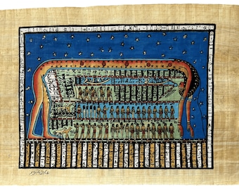 女神ヌトの豪華なパピルス画 - 星の女神ヌトの珍しい古代エジプトの