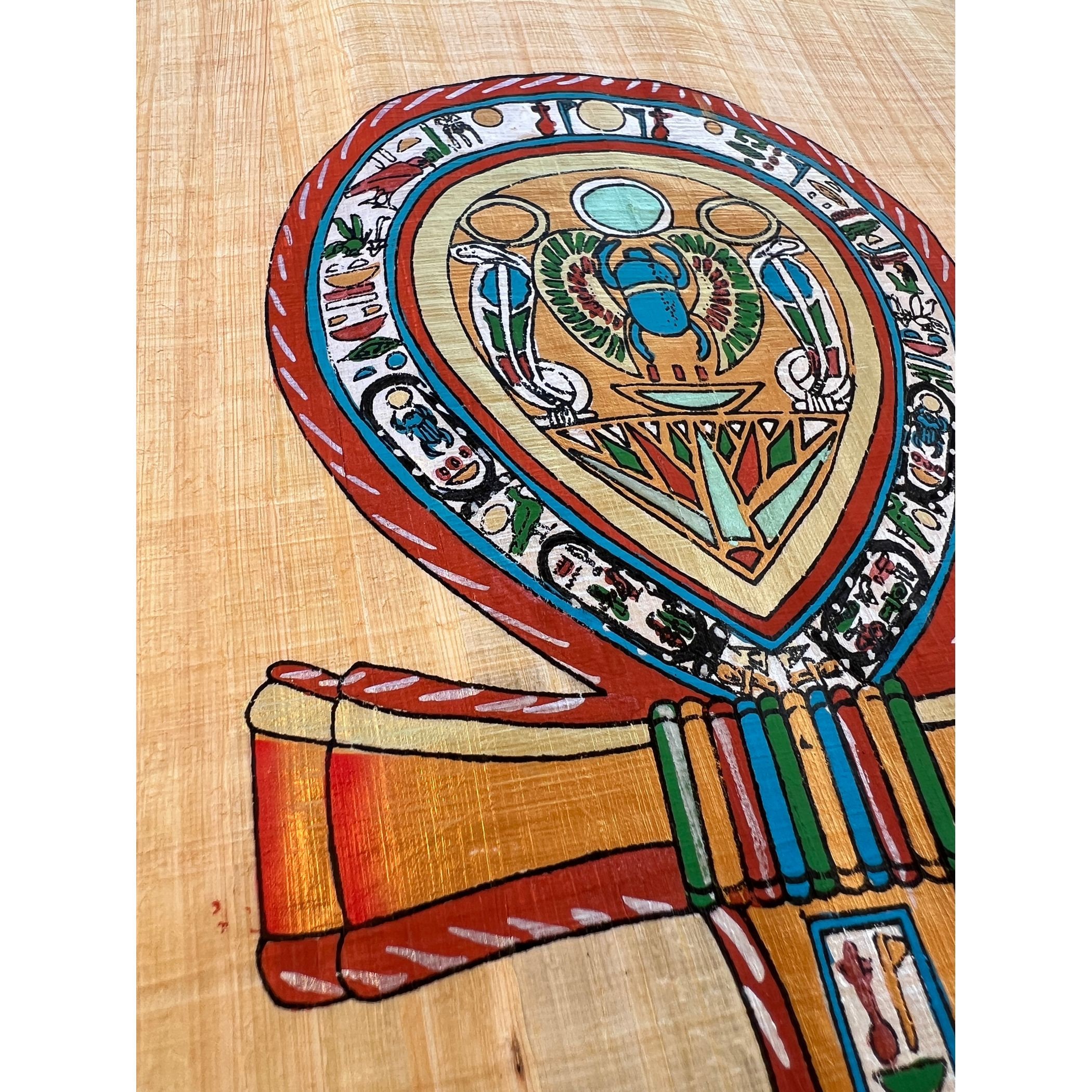 パピルス　古代エジプト 手描きアート 手描きのパピルス製アンク（生命の鍵）、エジプトの壁掛けアート（9×13 大判 絵画