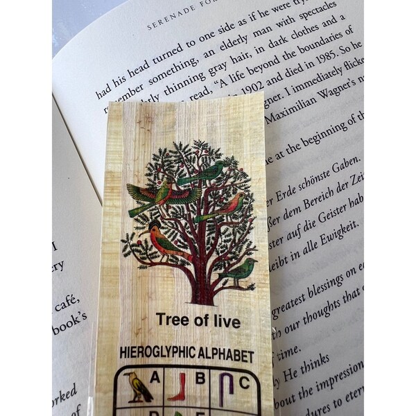 Tree of Live • Egyptian Hieroglyphs • Egyptian Papyrus Bookmark History Educational • Egypt Papyrus Painting • 1.75x7.10 inch Free Shipping