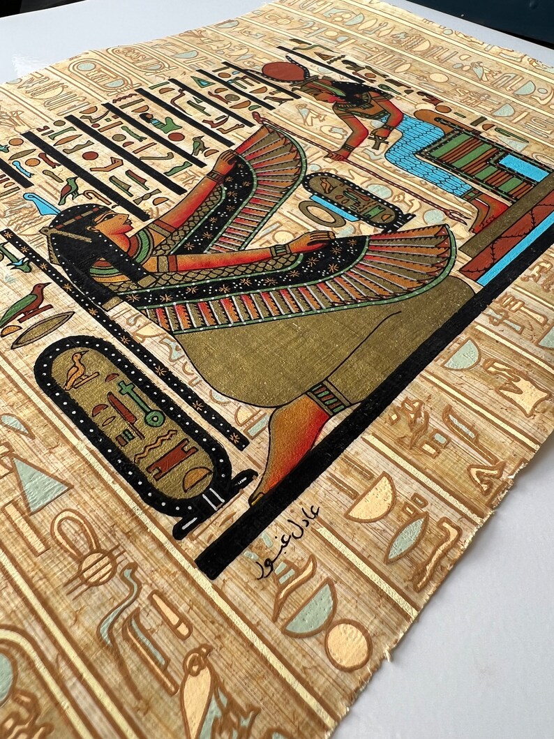 Maat - Goddess Isis - Vintage Authentic Hand Painted Papyus