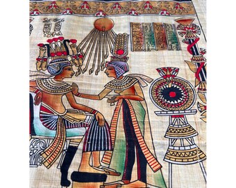 ツタンカーメンとアンケセナーメンのパピルス画：エジプトの愛の情景画